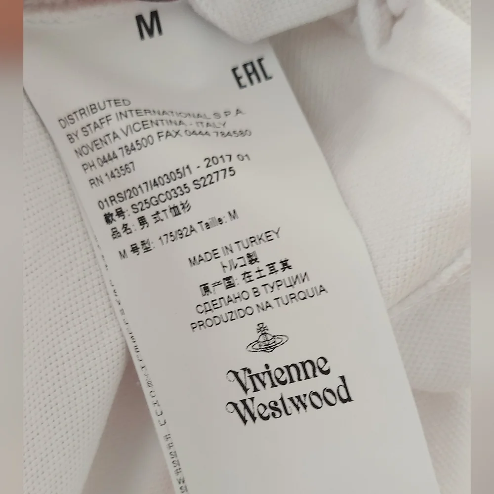 Vivienne Westwood White Size M Krall Polo Shirt Tipped Collar Embroidered Orb. - Picture 10 of 10